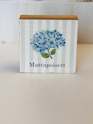 Handcrafted Hydrangea Wood Block Sign | Marion & Mattapoisett Coastal Decor