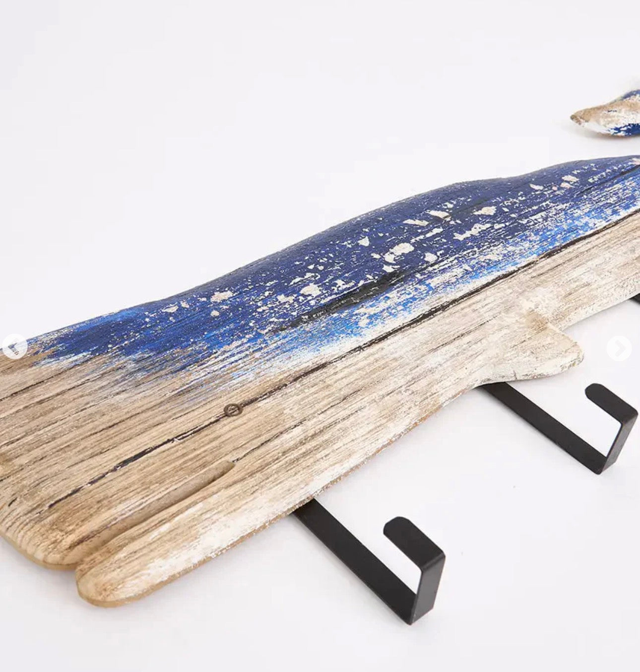 Aged Wooden Whale Coat Rack