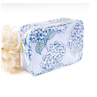 Hydrangea Stem Clear Coated Travel Cosmetic Case