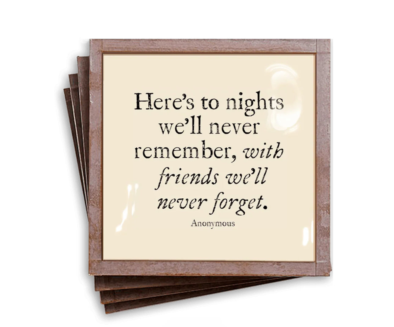 The Trouble With Trouble Copper & Glass Coasters, Set of 4