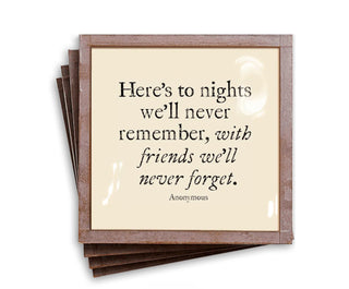 Here's To Nights Copper & Glass Coasters, Set of 4