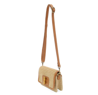 Bonnie Mini Natural Straw Crossbody Bag with Bamboo Turnlock