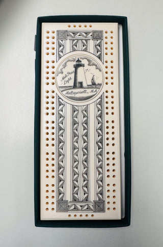 Ned’s Point Lighthouse Scrimshaw Cribbage Board – Eco-Ivory Cribbage Board