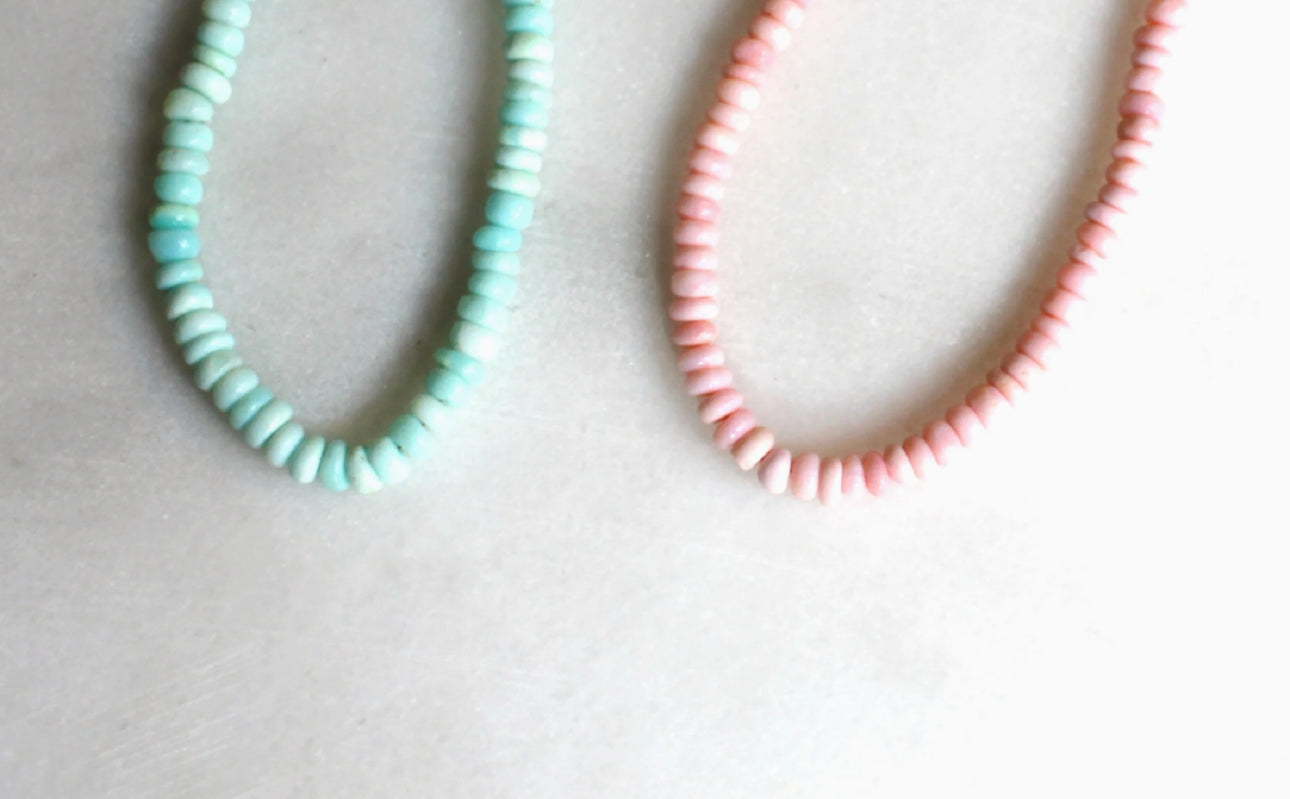 Pink/ Aqua  Opal Necklace Water Friendly