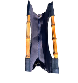 Beaded Sailboat Bamboo Handle Handbag