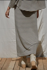 Knit Stripes Pencil Maxi Skirt