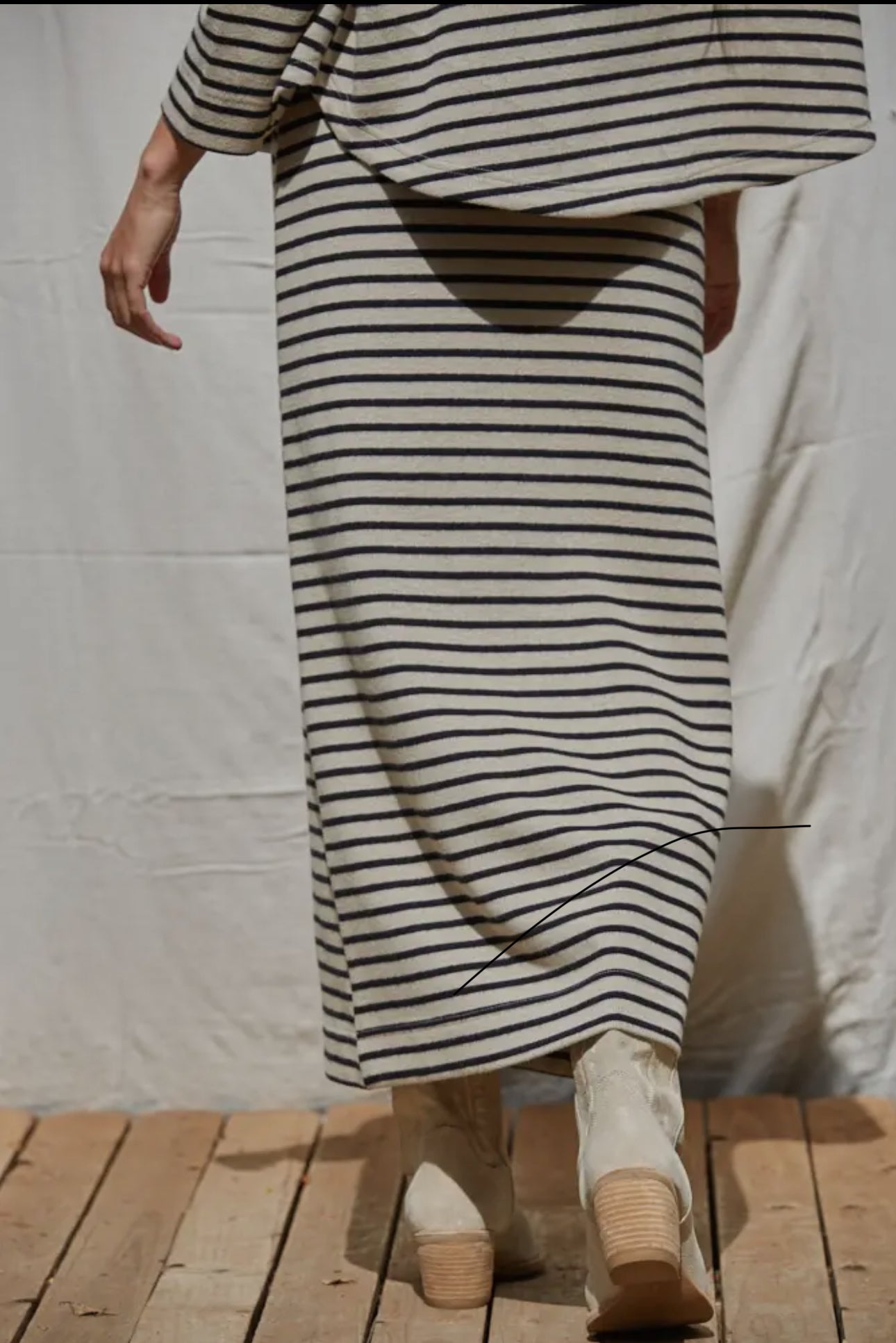 Knit Stripes Pencil Maxi Skirt