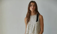 Sleeveless Crop Top with Bow Trim