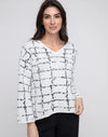 Habitat Boucle Windowpane V-Neck Swing Pullover