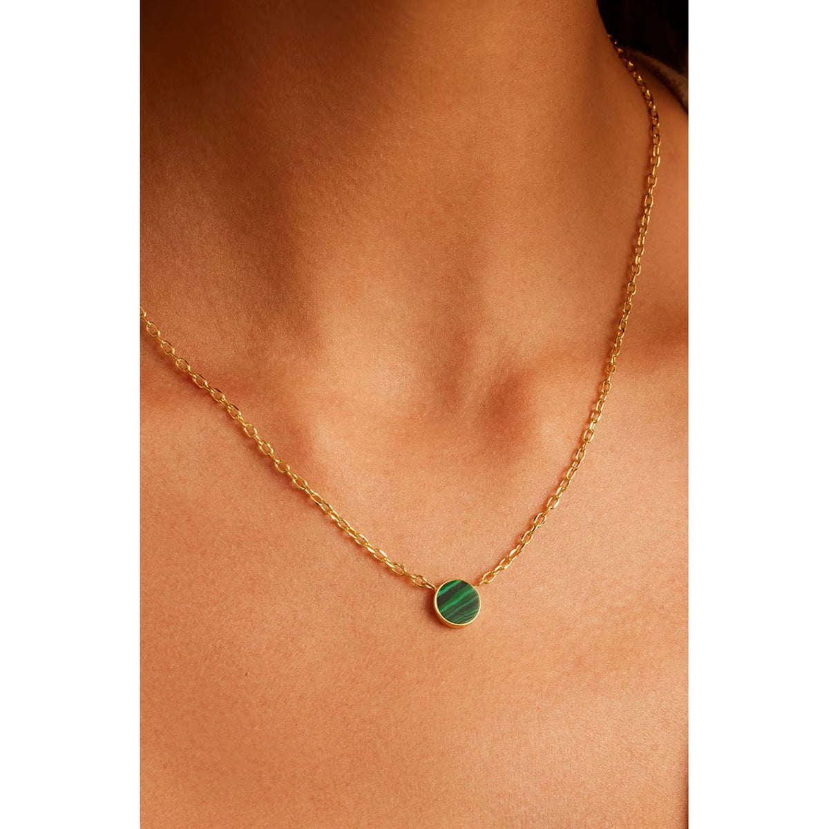 Gorjana Malachite Marble Coin Necklace