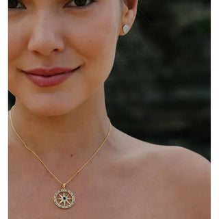 Ocean Jewelry  Sapphire and Gold Vermeil Compass Necklace