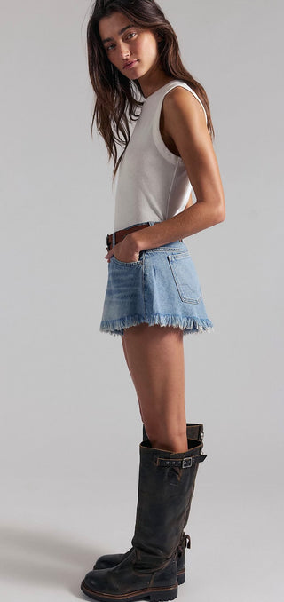 We The Free Sparks Fly A-Line Raw Hem Denim Shorts