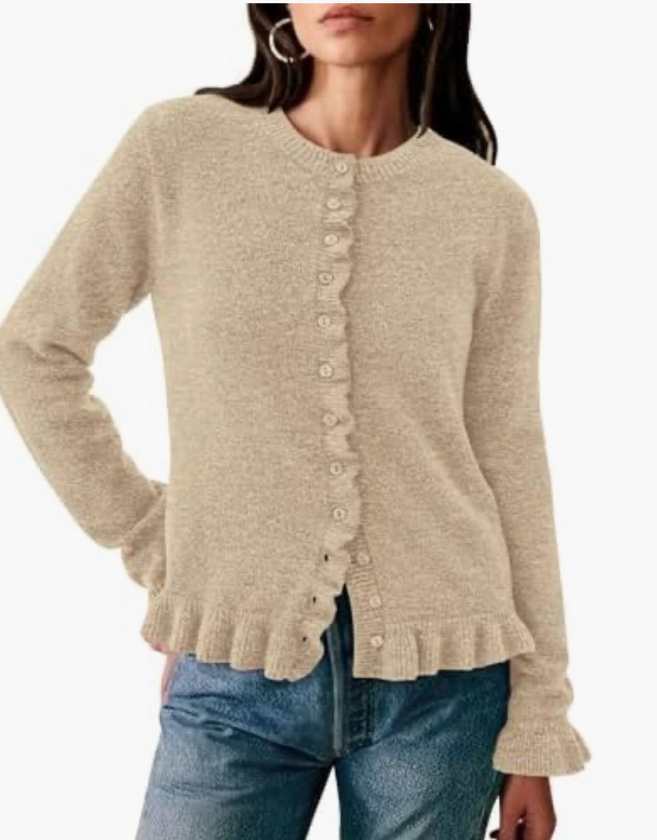 Ruffle Trim Cardigan