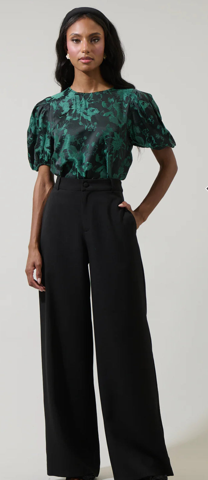 Palmina Jacquard Puff Sleeve Top