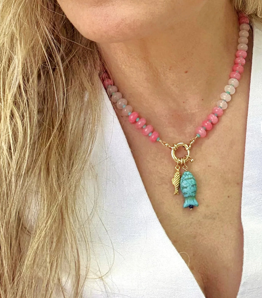 Stone Candy Fish Necklace Water Friendly