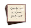 Good Friends-Good Wine Copper & Glass Coasters, Set of 4