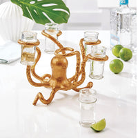 Golden Bronze Octopus Glass Shot Holder or Vase