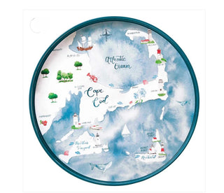 Cape Cod & The Islands Coastal Lacquer Round Serving Tray (15")