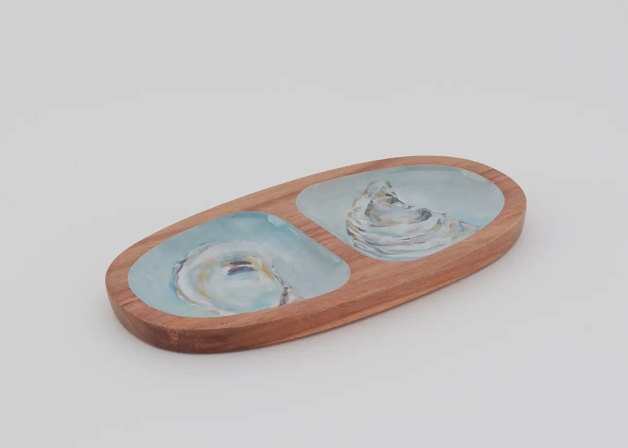 We love  this divided tray for so many things.

It is perfect for a tie but snack of cheese and crackers, a car ch app for keys on your counter or jewelry on your nightstand.

Bring a piece of the coast  into your home all year. 