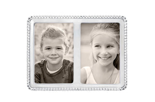 Mariposa Beaded Silver Double 4x6 Photo Frame – Elegant Handcrafted Gift