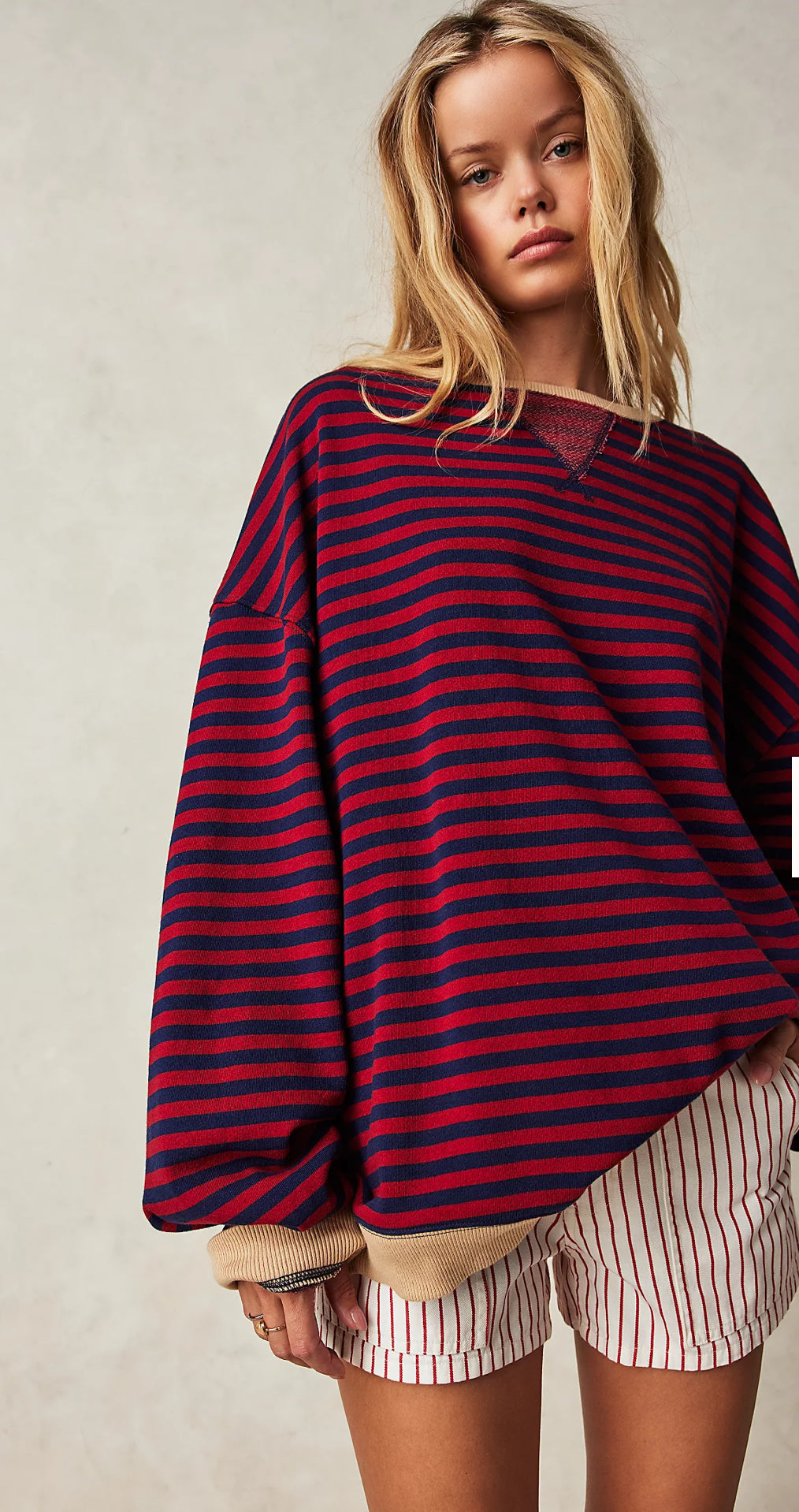 Fit: Relaxed, oversized fit
Features: Crew neckline, dropped shoulders, contrast hems
Why We <3 It: Lovely for layering or styling solo, this so tried and true piece is the perfect effortless essential your wardrobe has been wanting.

Fit Note: This style may run large. For a truer fit, we recommend sizing down 1-2 sizes 
