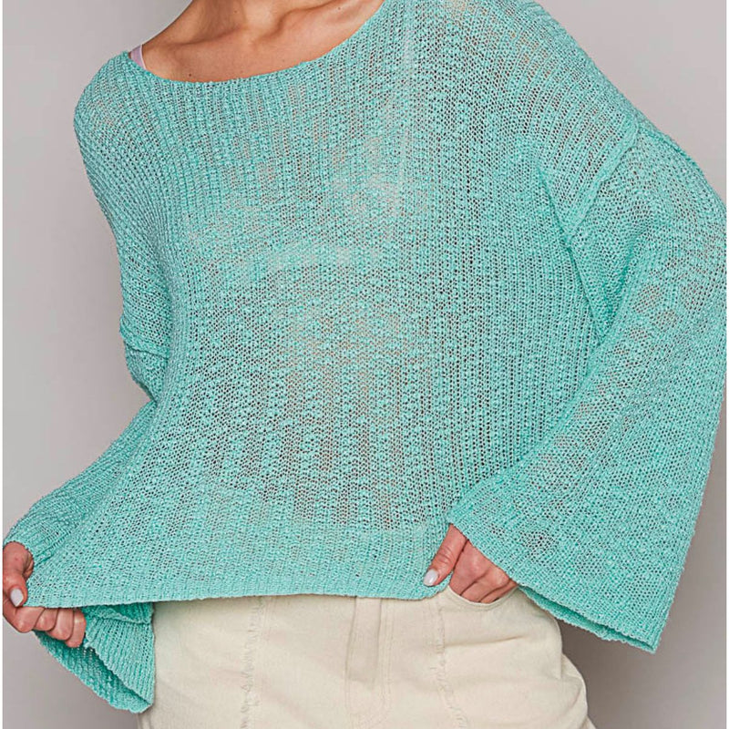 Aqua Crochet Sweater