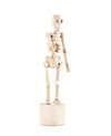 This wooden sculpture is strung togehter like a marionette from wihtin its skeletal frrame. Press the button at the base and the standing skeleton will collapse and dance.
Design: Chris Collicott
Materials: Wood, bean bags
Packaging: kraft window box
Dimensions: 19 x dia. 4,6 cm
