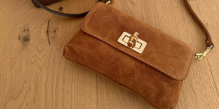 VICKY | Handmade Italian Suede Crossbody Bag & Clutch with Bamboo Clasp