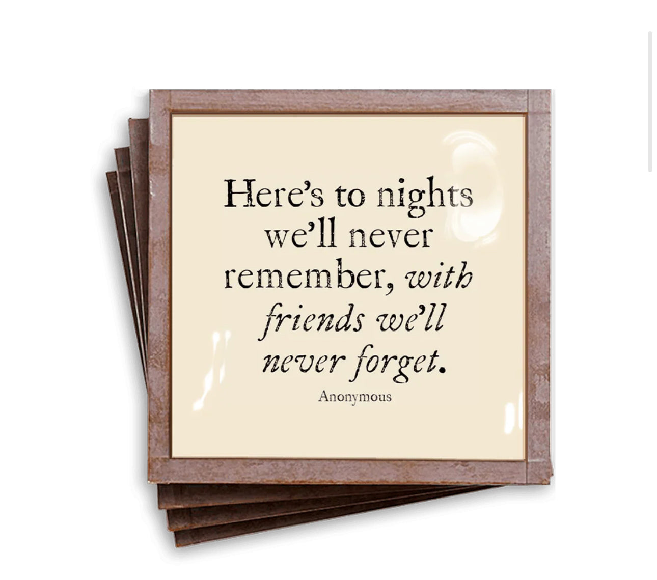 Here's To Nights Copper & Glass Coasters, Set of 4