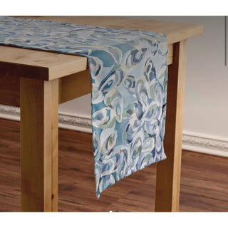 Oyster table runner shown on table 