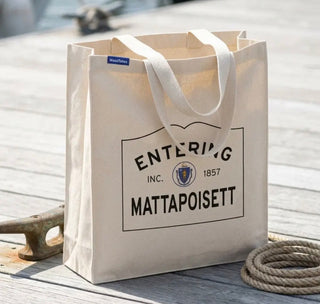 Mattapoisett "Entering" Sign Canvas Tote Bag – MassTotes