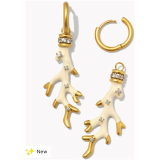 Kendra Scott Shea Coral Convertible Gold Huggie Earrings