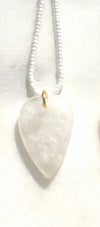 White beads with white stone heart necklace