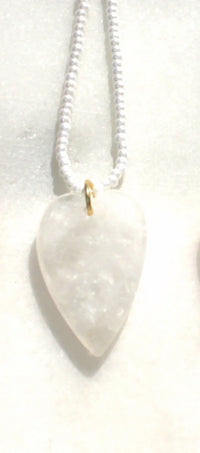 White beads with white stone heart necklace