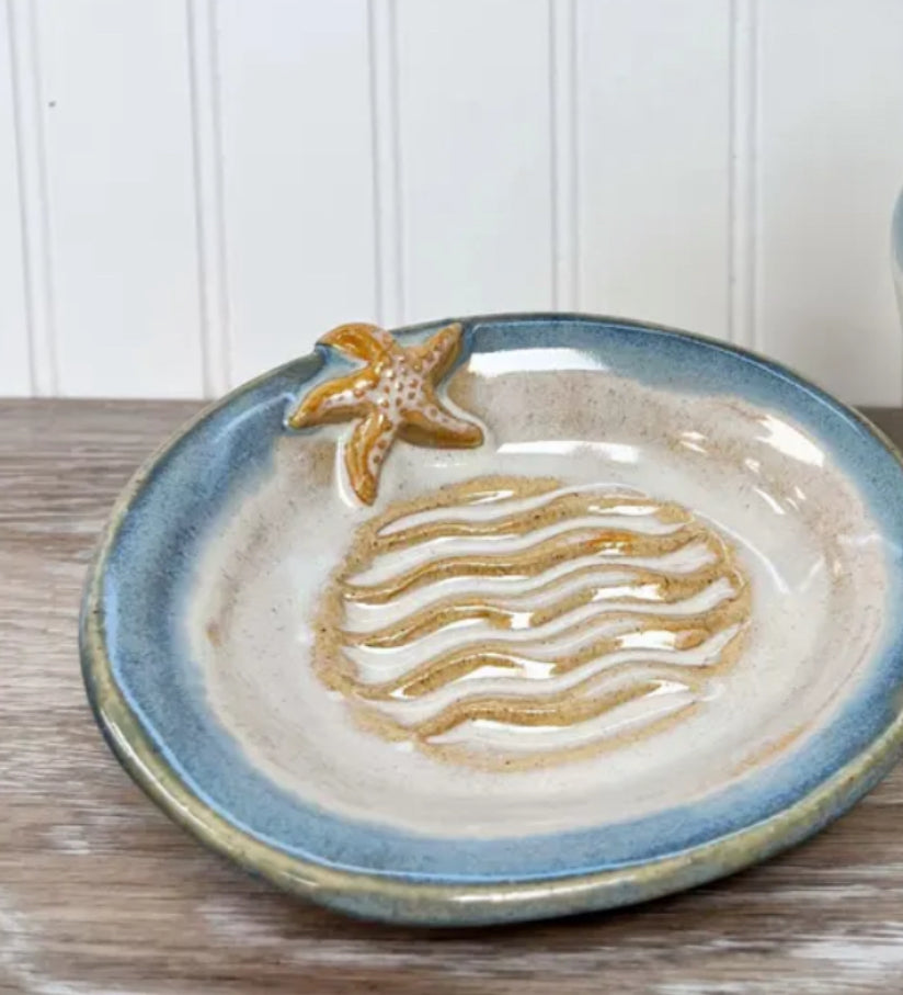 Handmade Starfish Pottery Soap Dish Or Pump