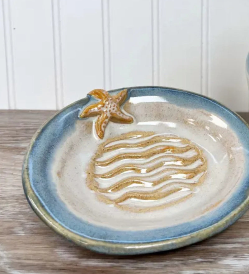 Handmade Starfish Pottery Soap Dish Or Pump