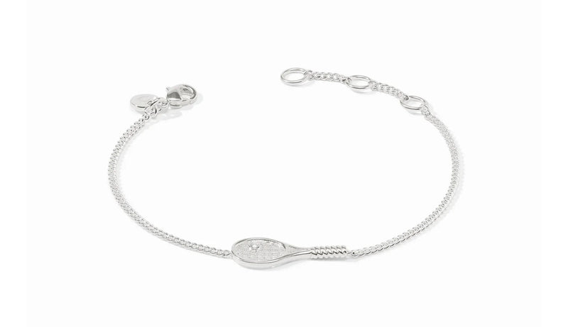 Pure silver plate (tarnish-free), CZ
Inner circumference: 6.8 / 7 / 7.3 inches (adjustable)
Width: 0.4 inches
Closes with lobster clasp
Julie Vos hallmark