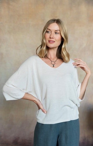 Esma Dolman Sleeve V-Neck Knit Top