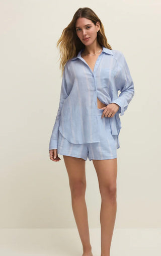 Z Supply High-Rise Striped Linen Blend Shorts