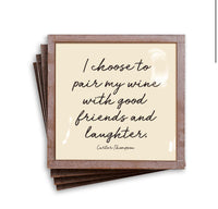 I Choose To Pair My Wine Copper & Glass Coasters, Set of 4