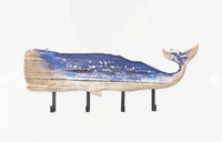 Aged Wooden Whale Coat Rack