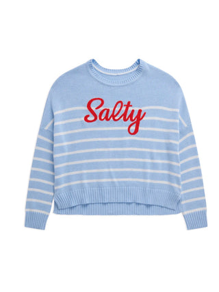 "Salty" Striped Coastal Pullover – Relaxed Fit Nautical Sweater