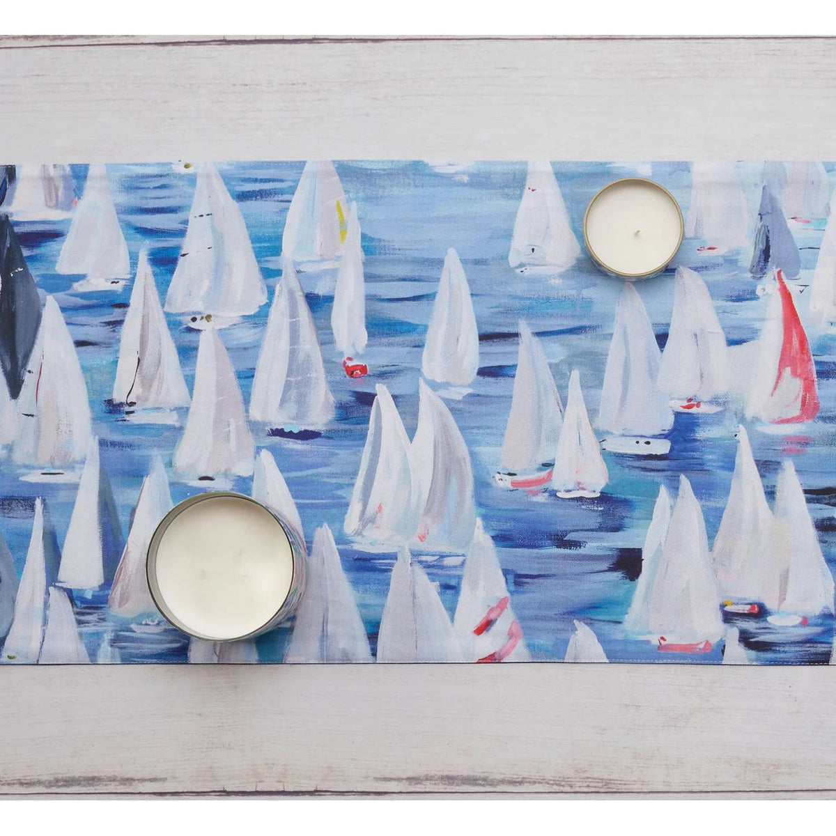 Sailboat table runner shown 
