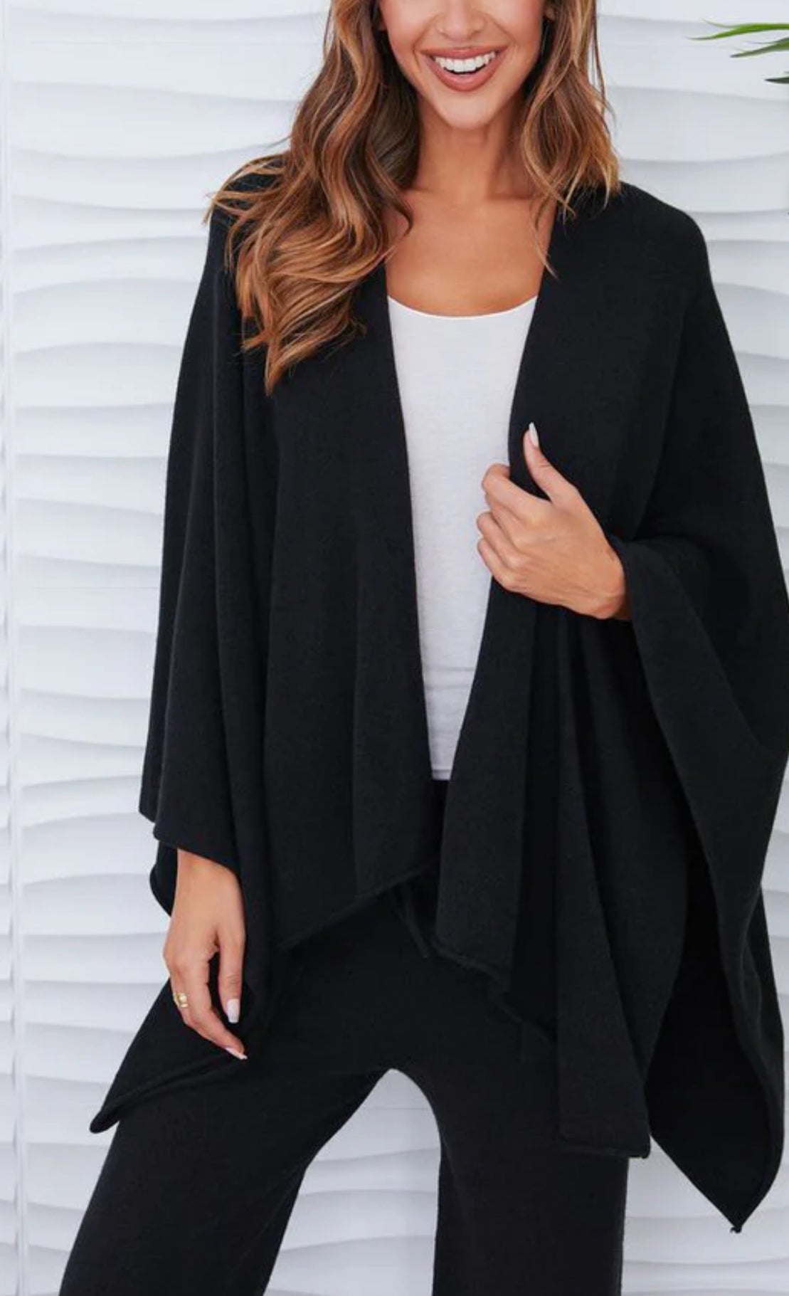 MILIO MILANO KNIT DOLMAN OPEN CARDIGAN IN BLACK