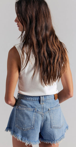 We The Free Sparks Fly A-Line Raw Hem Denim Shorts