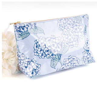 Hydrangea Stem Clear Coated Travel Cosmetic Case