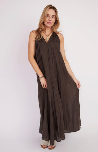 Natalia Italian Cotton Open-Back Maxi Dress