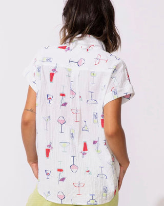 Escape by Habitat Happy Hour Cotton Cocktail Print Blouse