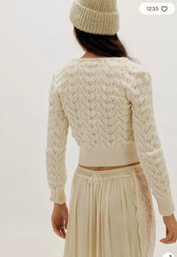 Free People Pretty In Pointelle Cardi In Ivory