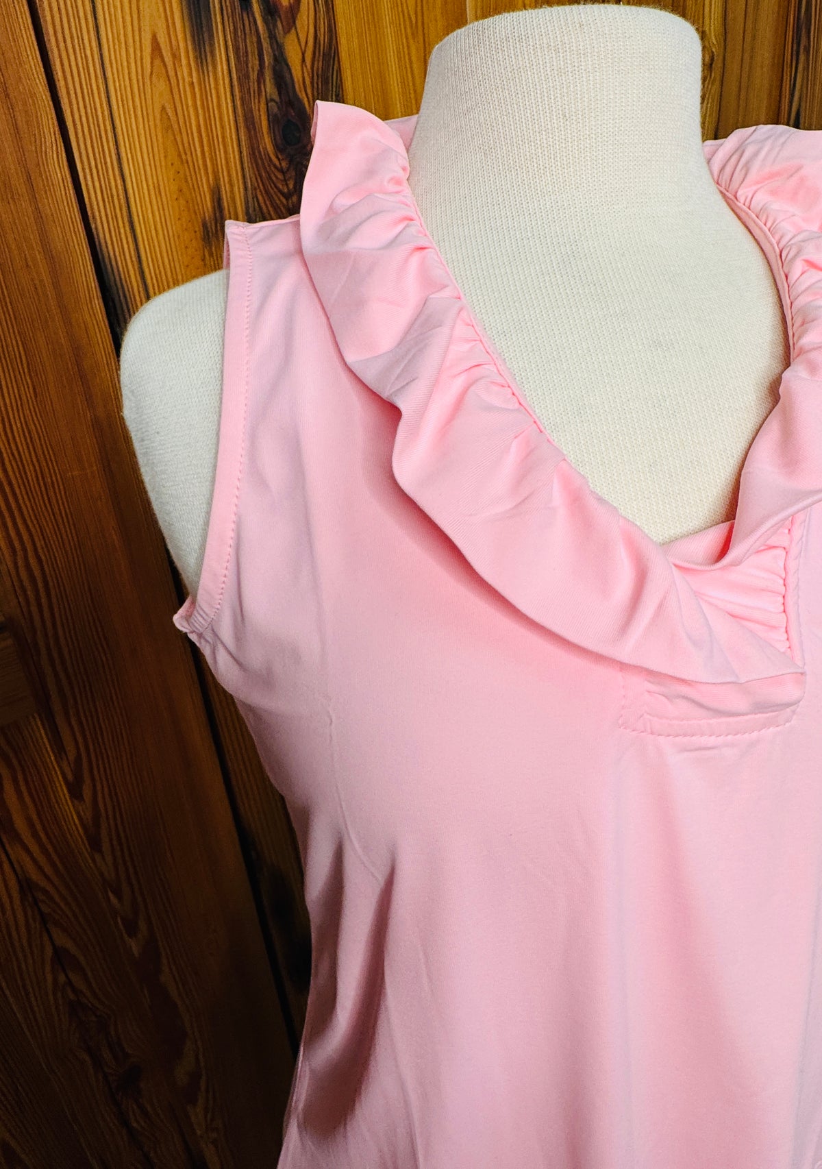Lulu B Solid UPF50+ Ruffle Sleeveless Top